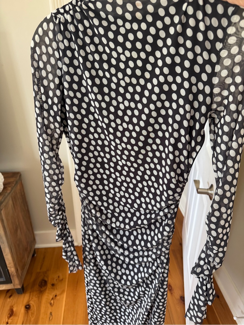 Zara Black Dress with White Polka Dots - Long Sleeve